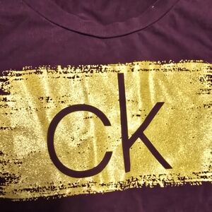 Calvin Klein  Maroon and Gold T-Shirt dress